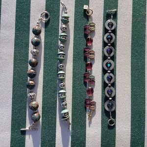 4 bracelets, with stone, Sterling and sparkle